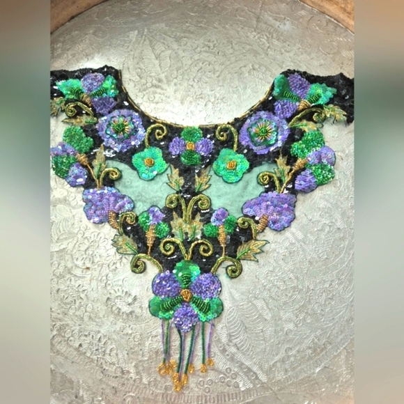 Handmade Applique Green and Purple Gold Black Perfect For Caribana Outfits - Picture 1 of 15